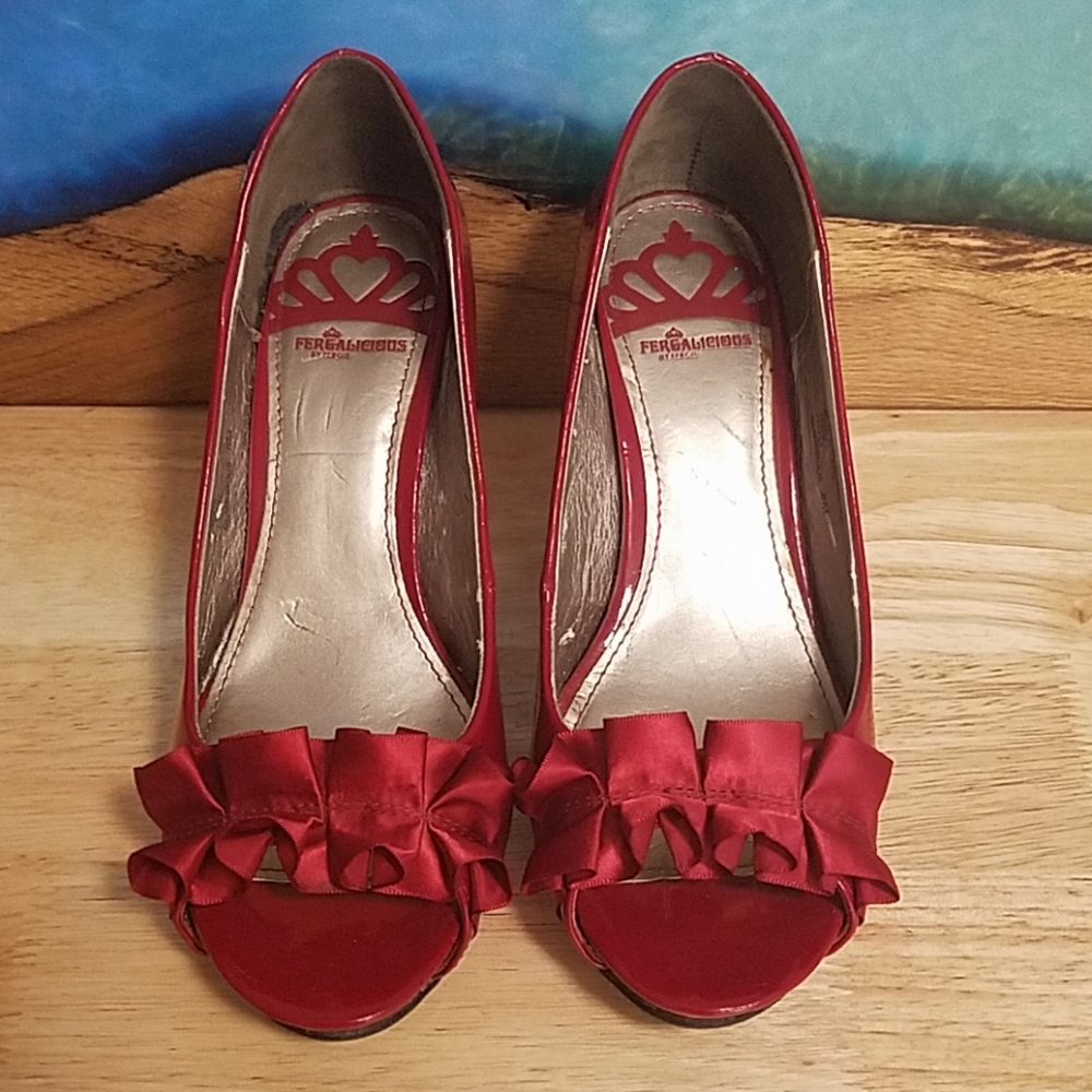 Fergalicious Glamorous red peep toe heels
